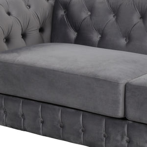 82" Mid Century Modern Sofa with Rubber Wood Legs,Velvet Upholstered Sofa Couch,Sofa with Thick Removable Seat Cushion, 3 Seater Sofa Couch for Living Room,Gray