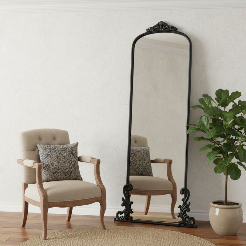 68" Metal Arch Framed Full Length Mirror - Black