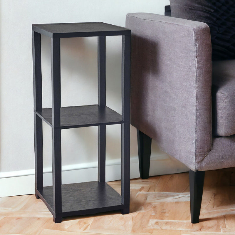 28" Square End Table With Two Shelves - Black