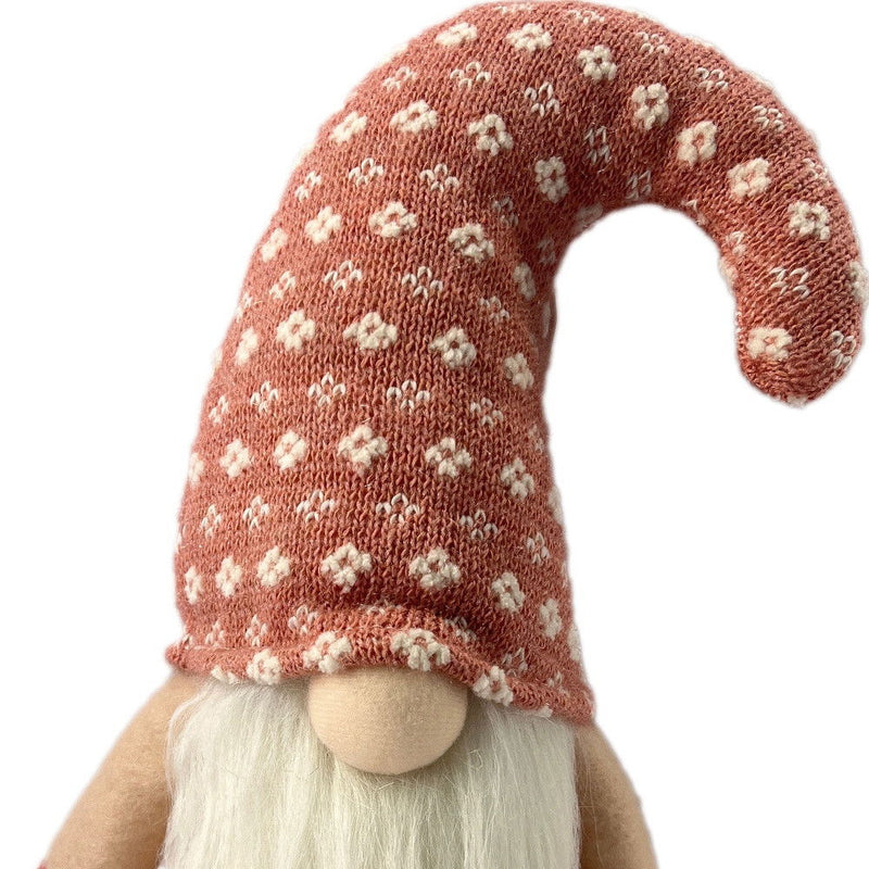 Fabric Christmas Santa Standing Gnome - Pink / White