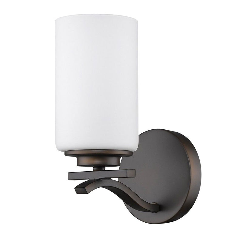 One Light Bronze And Glass Wall Sconce - Bronze