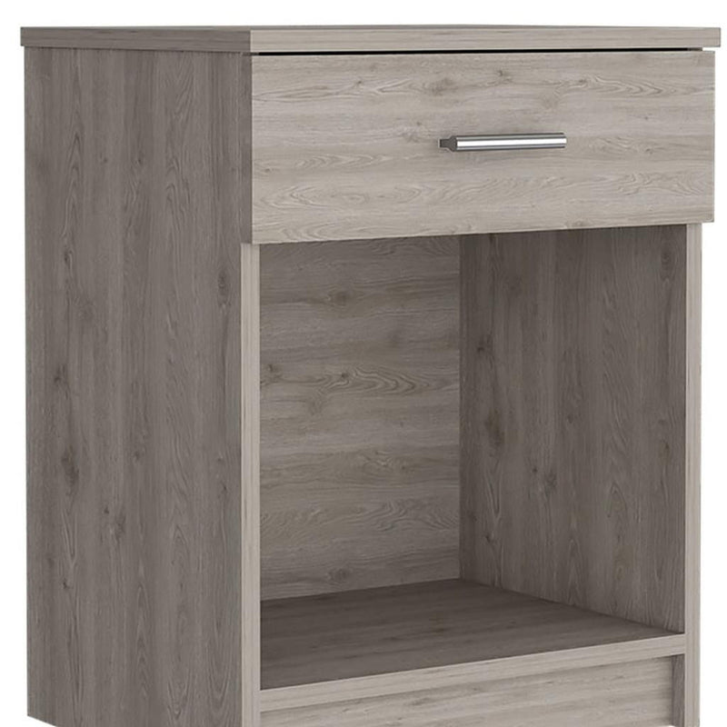 22" One Drawer Faux Wood Nightstand - Gray