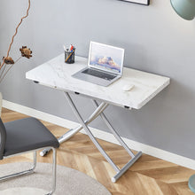 Load image into Gallery viewer, Modern Minimalist Multifunctional Lift Table With Metal Legs - White / Silver

