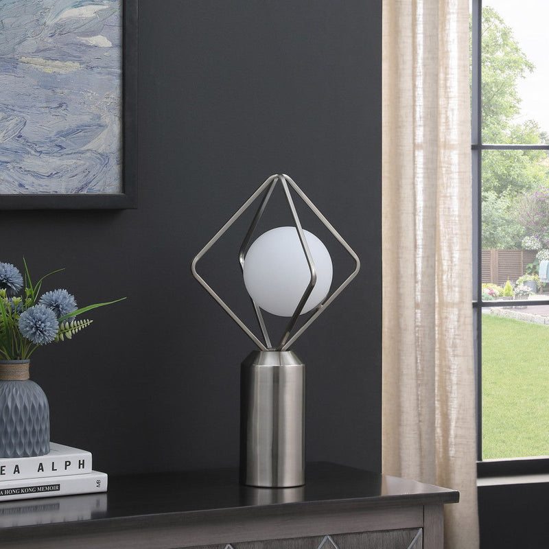 Geometric Pedestal Contemporary Table or Desk Lamp - Silver