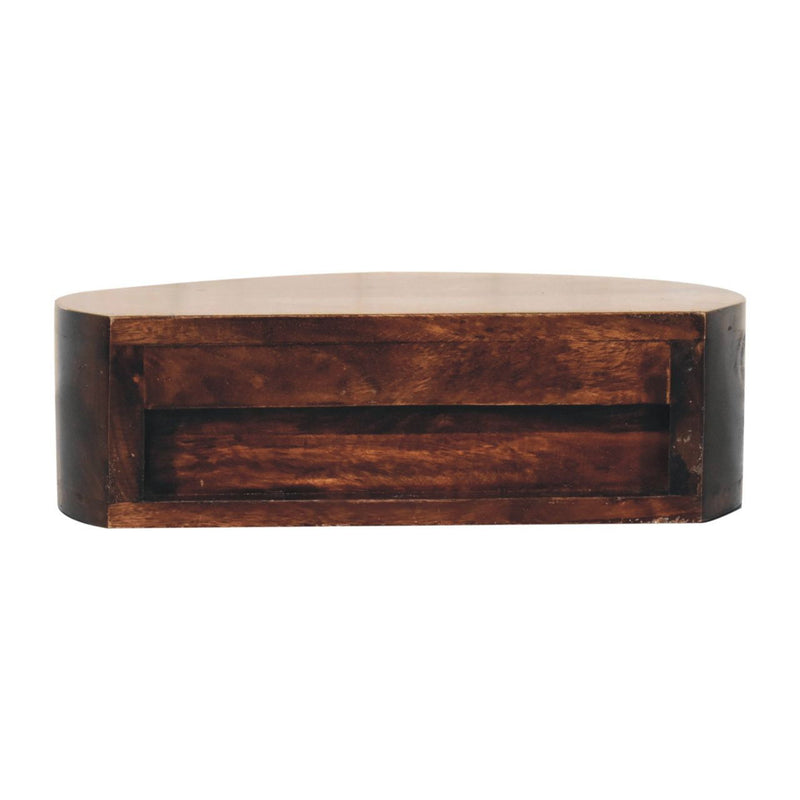 16" Solid Wood One Drawer Half Moon Floating Nightstand - Walnut