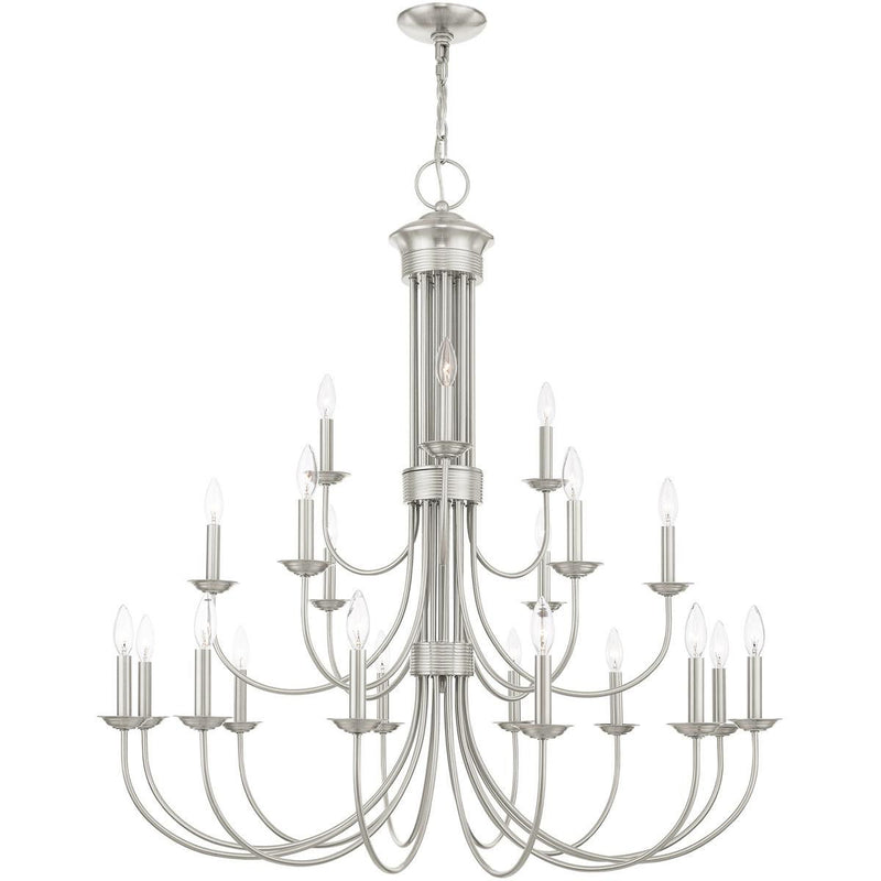 44'' Multi Light Dimmable Chandelier With Shades - Nickel