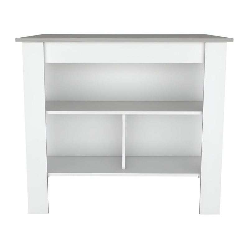 41" Kitchen Island With Storage - Gray / White