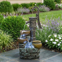 Load image into Gallery viewer, Hand Pump Water Fountain With LED Lights - Gray
