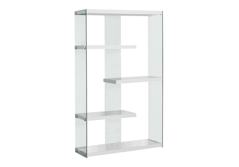 Four Tier Etagere Bookcase - White / Clear