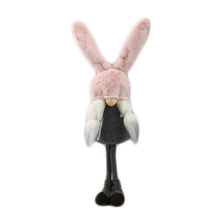 Load image into Gallery viewer, Fabric Easter Standing Gnome Tabletop Sculpture - Gray / Pink
