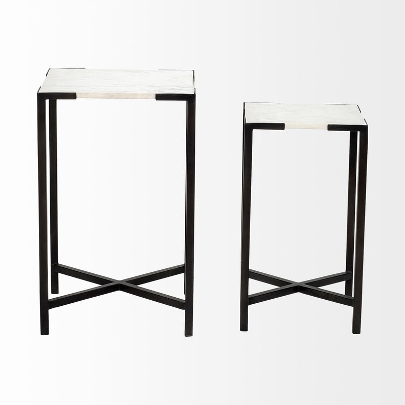 24" Marble End Table - Black