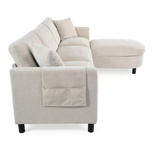 107.87'Sectional Sofa Couch With 1 Ottoman,Seat Cushion and Back Cushion Removable