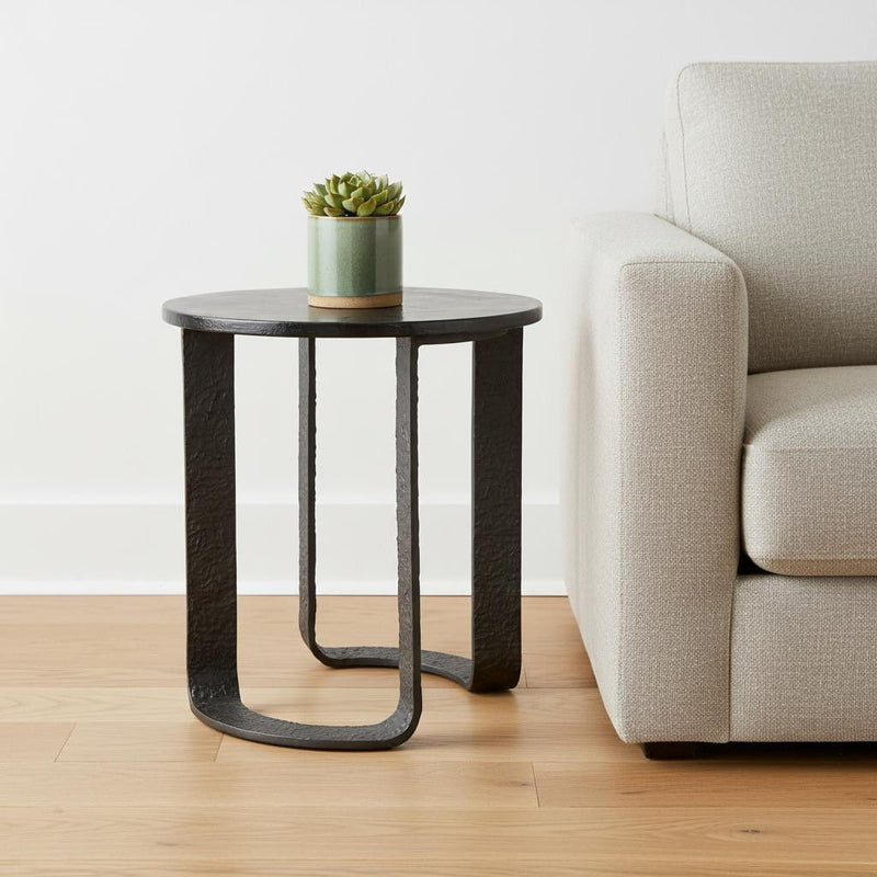 24" Modern Aluminum Pedestal End Table - Black