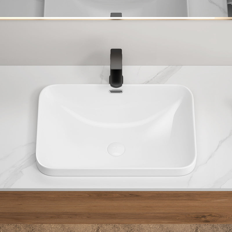 Undermount Bathroom Sink, Vessel Basin For Vanity Countertop - Milk White