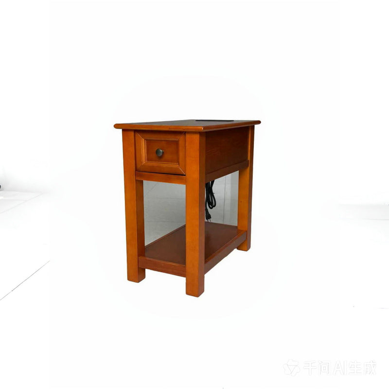 End Table With Drawer And Shelf For Living Room - Walnut