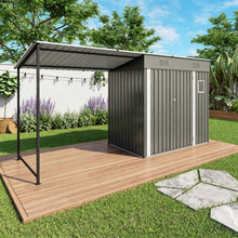 Load image into Gallery viewer, Lean To Shed With Open Sided Pergola, Outdoor Storage Shed &amp; Attached Hardtop Gazebo Combo - Gray
