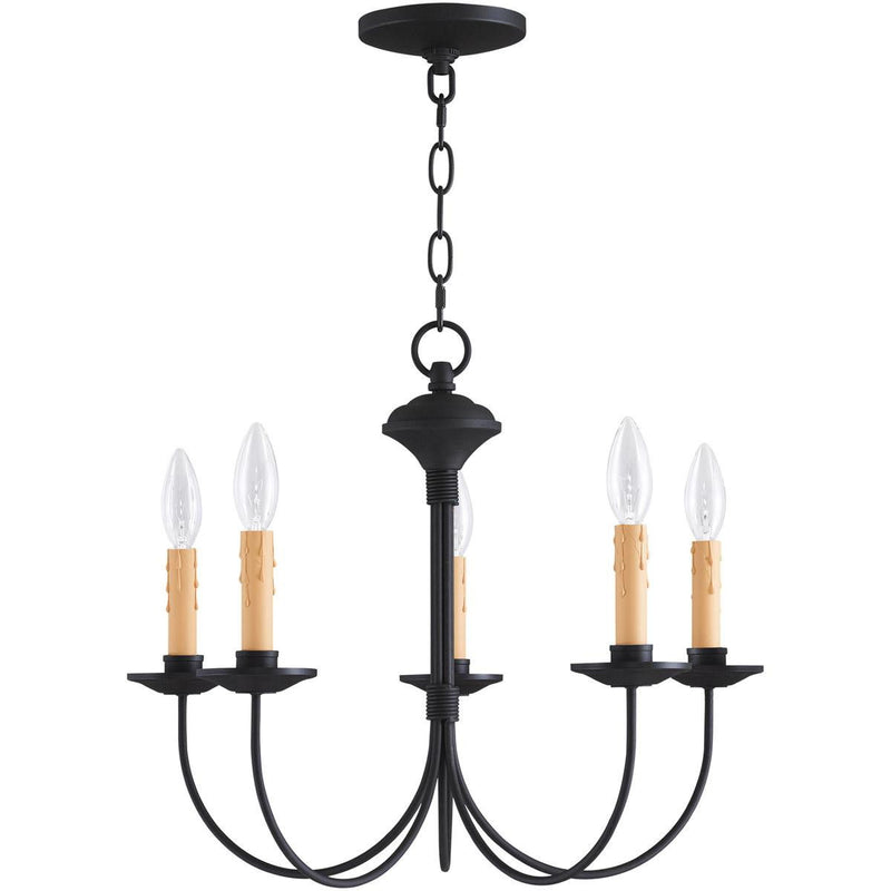 Five Light Dimmable Chandelier With Shades - Black