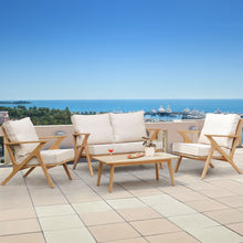 Load image into Gallery viewer, 2 Pieces Patio Furniture Chairs, Set of 2 Outdoor Acacia Wood Sofa Set with Soft Seat for Garden, Backyard, Poolside, Bistro and Deck
