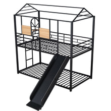 Load image into Gallery viewer, Twin Over Twin Metal Bunk Bed ,Metal Housebed With Slide,Three Colors Available.(Black with Black  Slide)(OLD SKU :LP000095AAB)
