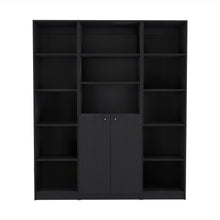 Load image into Gallery viewer, Five Tier Bookcases With Two Doors (Set of 3) - Black
