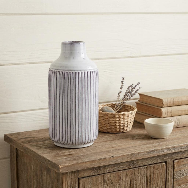 Ribbed Cylinder Table Vase - Gray / Gray