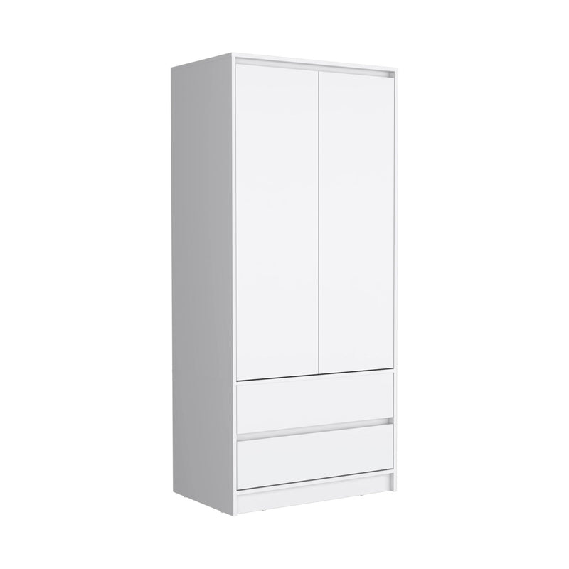 71" Transitional Wood Two Door Two Drawer Combo Dresser - White