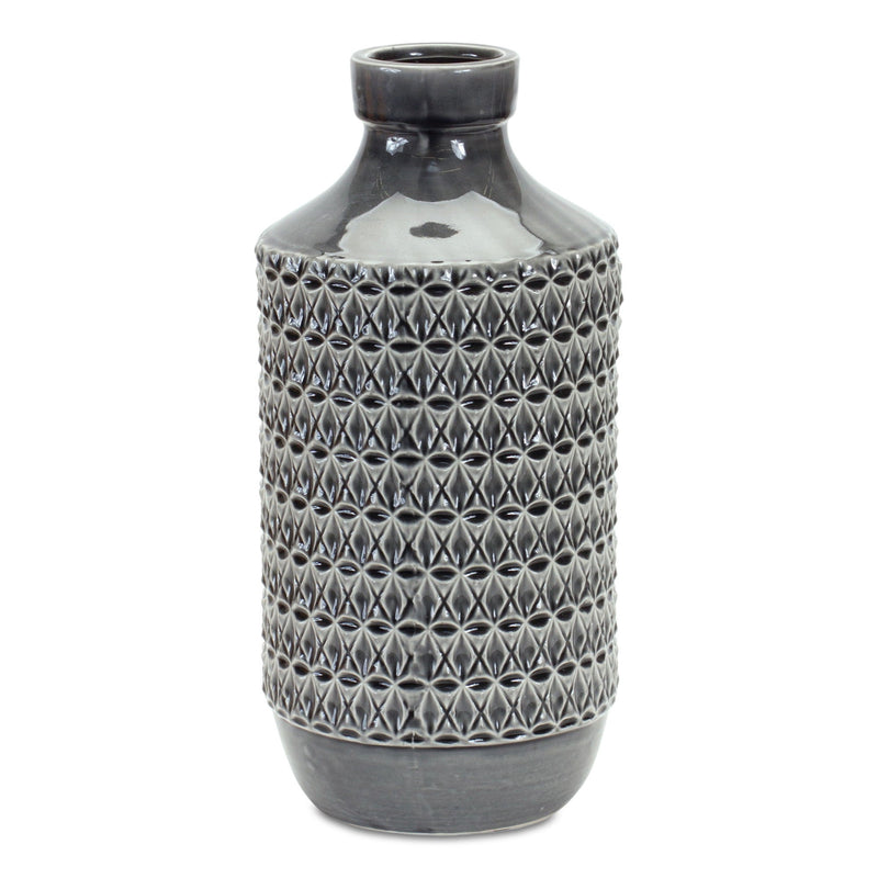 Geometric Cylinder Table Vase - Gray
