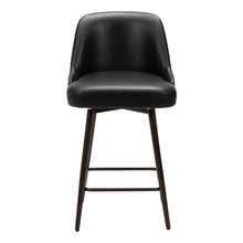 Load image into Gallery viewer, Faux Leather And Steel Counter Height Swivel Bar Chair - Black And Bronze
