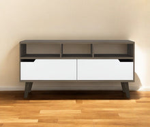 Load image into Gallery viewer, Particle Board Open Shelving TV Stand - Brown / White
