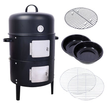 Load image into Gallery viewer, Heavy Duty Round Bbq Grill 17" Steel Charcoal Smoker For Outdoor Cooking - Black
