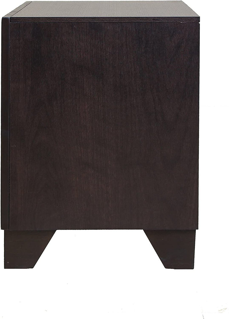 Two Drawers Solid Wood Nightstand - Espresso