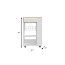 Load image into Gallery viewer, 22" Rolling Kitchen Cart With Storage - Brown / White
