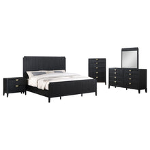 Load image into Gallery viewer, California King 5 Piece Bedroom Set With Fluted Detailing - Black
