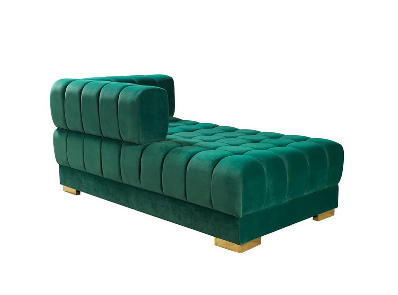 Velvet U-Shaped Three Piece Sofa Chaise Sectional With Toss Pillows - Green