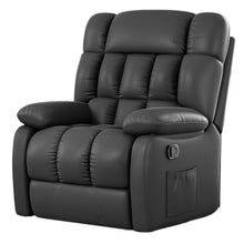 Load image into Gallery viewer, Faux Leather Manual Recliner (718690) - Black
