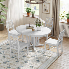 Load image into Gallery viewer, Topmax - 5 Piece Rustic Extendable Dining Table Set Round Trestle Table And 4 Cross Back Dining Chairs For Kitchen, Dining Room
