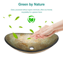 Load image into Gallery viewer, Tempered Glass Vessel Sink With Boat Shape Pop-Up Drain
