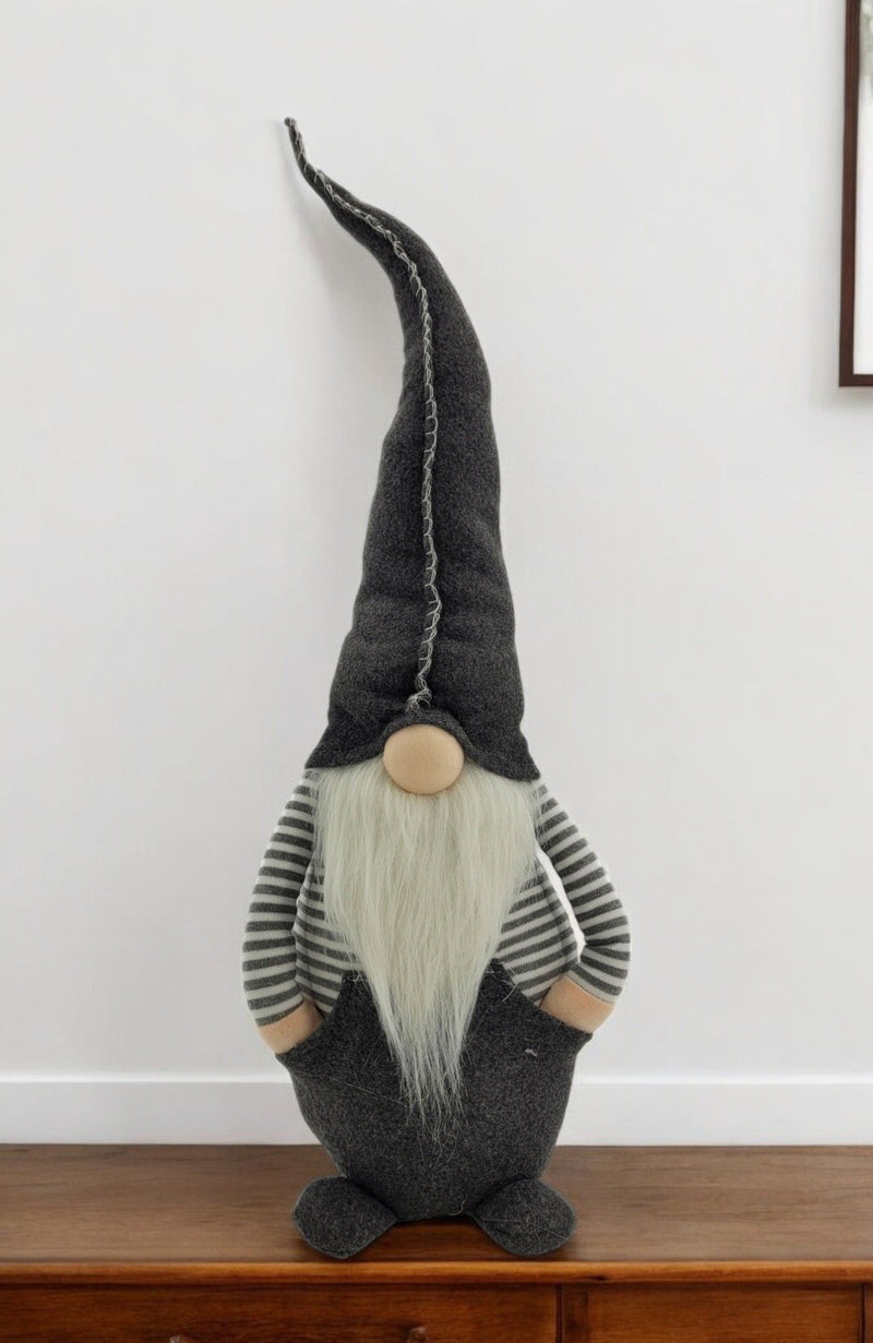 Fabric Standing Gnome - Gray / White