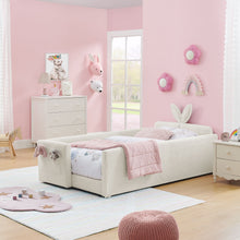 Load image into Gallery viewer, Cute Rabbit Ear Upholstered Platform Bed Frame With Safety Rail
