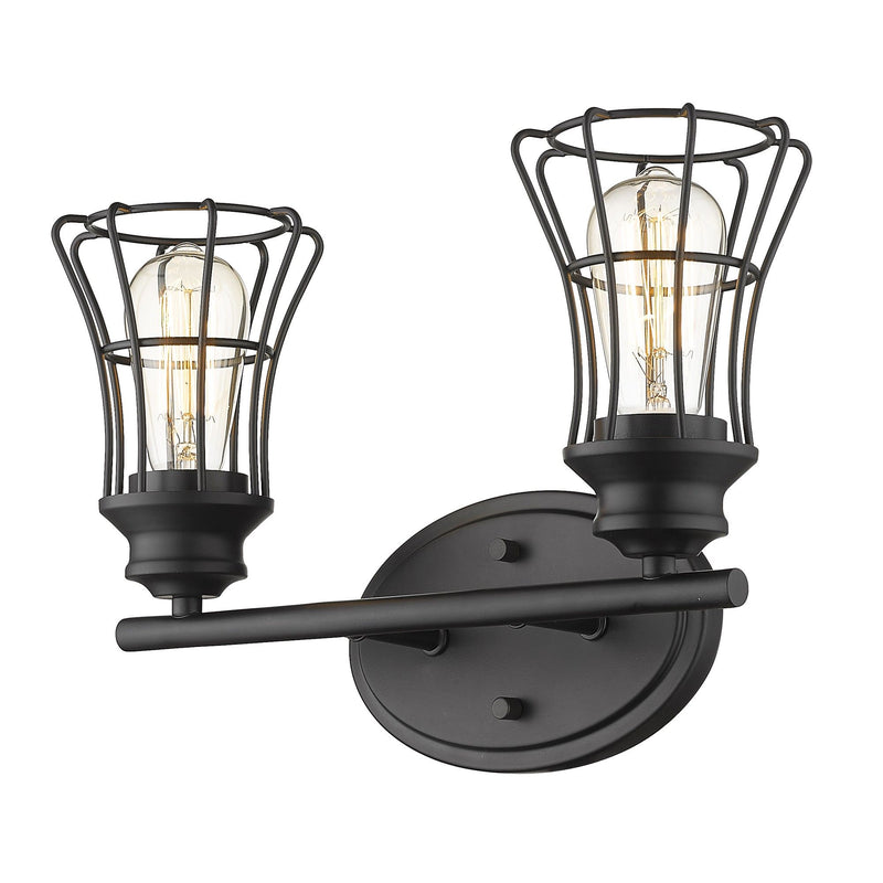 Two Light Cage Wall Sconce - Matte Black