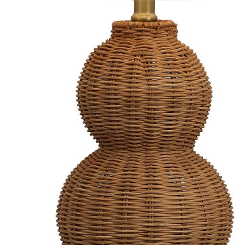Gourd Table Lamps With Empire Shades (Set of 2) - Dark Brown