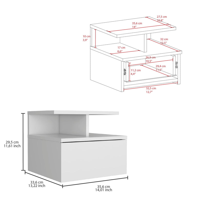 Wood One Drawer Nightstand (518159) - White