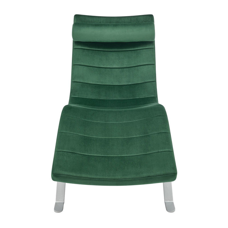 Velvet Lounge Chair - Green And Silver
