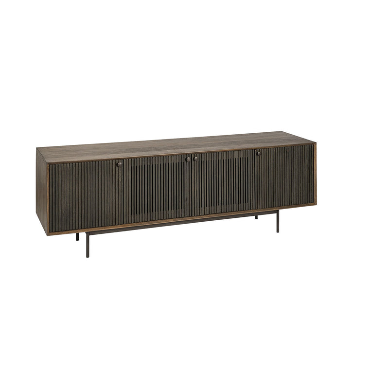 72" Solid Wood Cabinet Enclosed Storage TV Stand - Brown