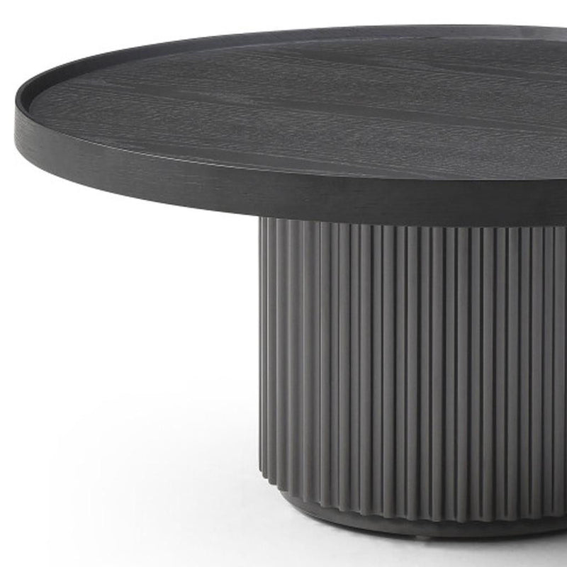 Solid Wood Round Pedestal Coffee Table - Dark Gray