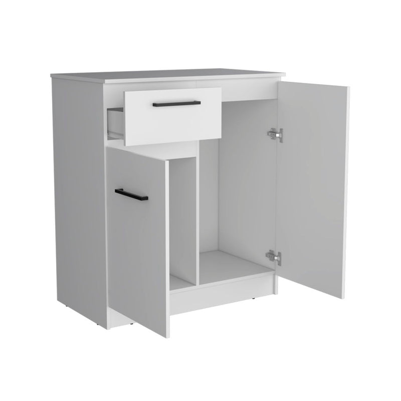37" Wood Accent Cabinet With Two Doors And One Drawer - White