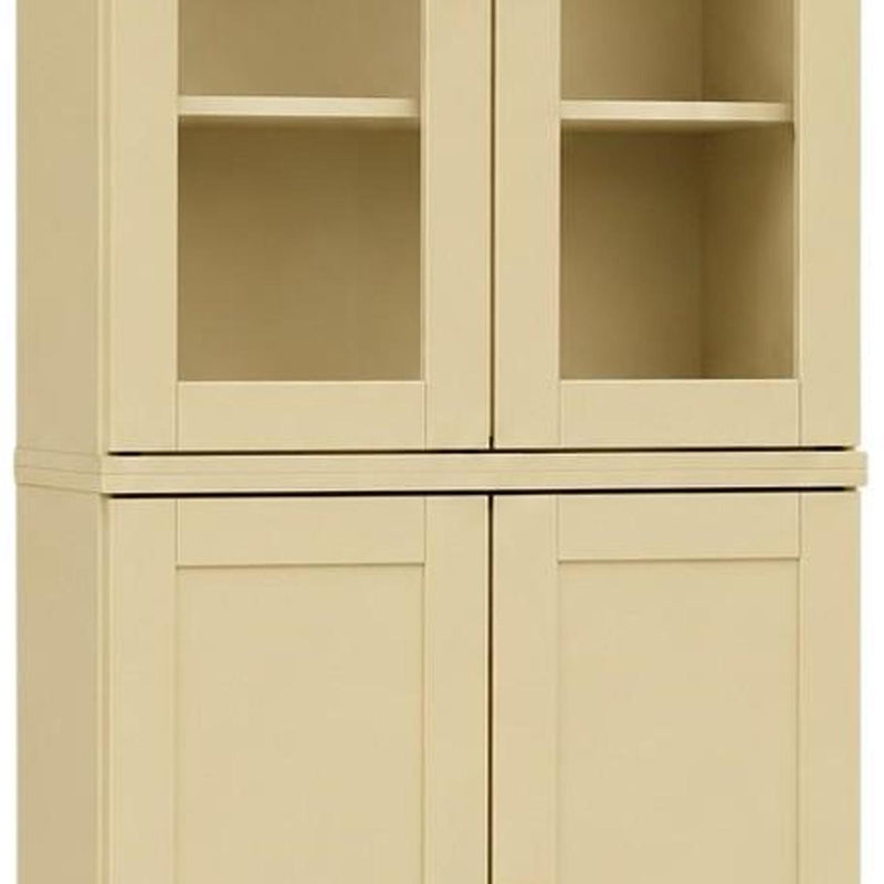 Solid Wood Adjustable Six Tier Library Bookcase With Four Doors (745693) - Yellow