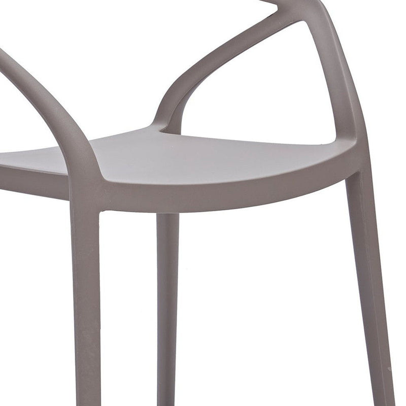 Heavy Duty Plastic Open Back Dining Arm Chair (Set of 4) - Gray