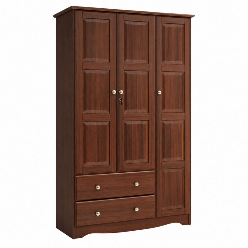 Solid Wood Three Door Two Drawer Combo Dresser (762947) - Coffee