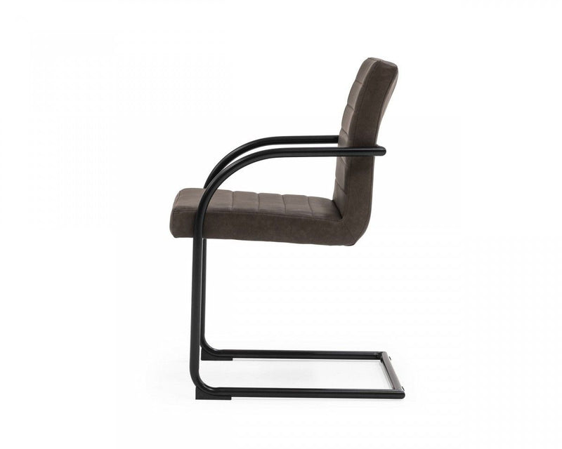 Upholstered Faux Leather Dining Arm Chairs (Set of 2) - Brown